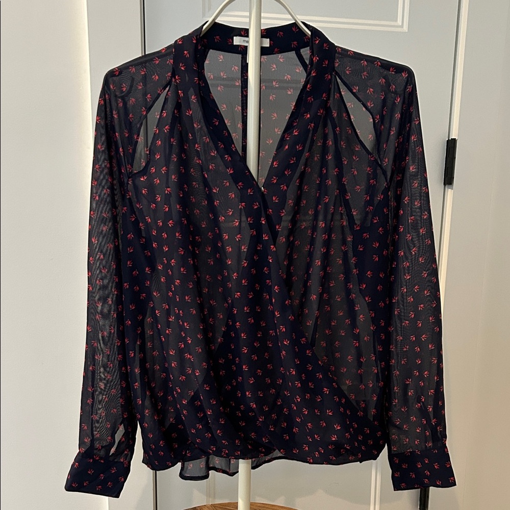 Maurices Navy and Red Floral Blouse